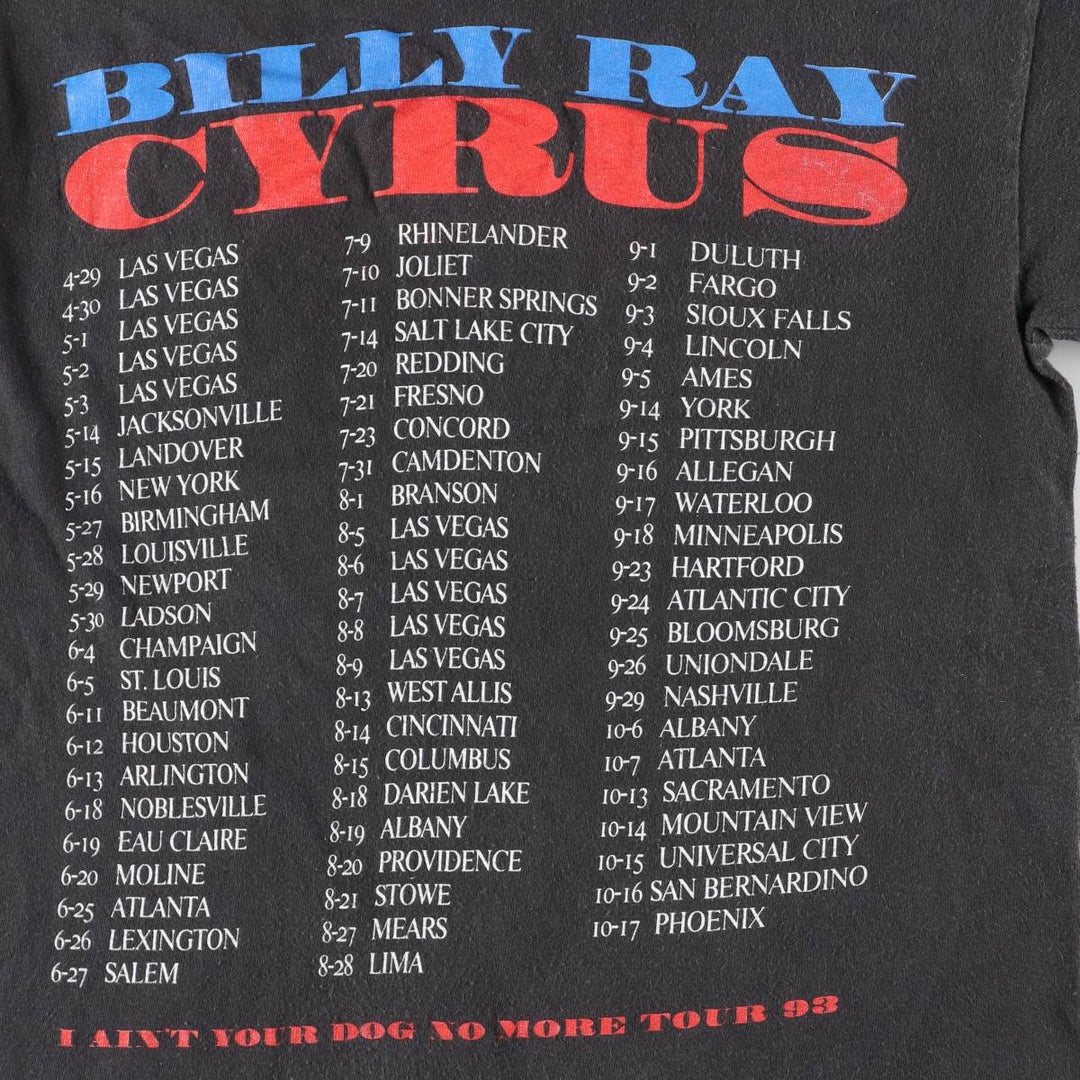 GEM BILLY RAY CYRUS Billy Ray Cyrus Band T-shirt, Made in USA, Men's Size M cotton black type Vintage Second Hand