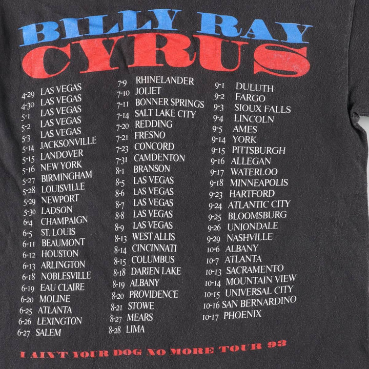 GEM BILLY RAY CYRUS Billy Ray Cyrus Band T-shirt, Made in USA, Men's Size M cotton black type Vintage Second Hand
