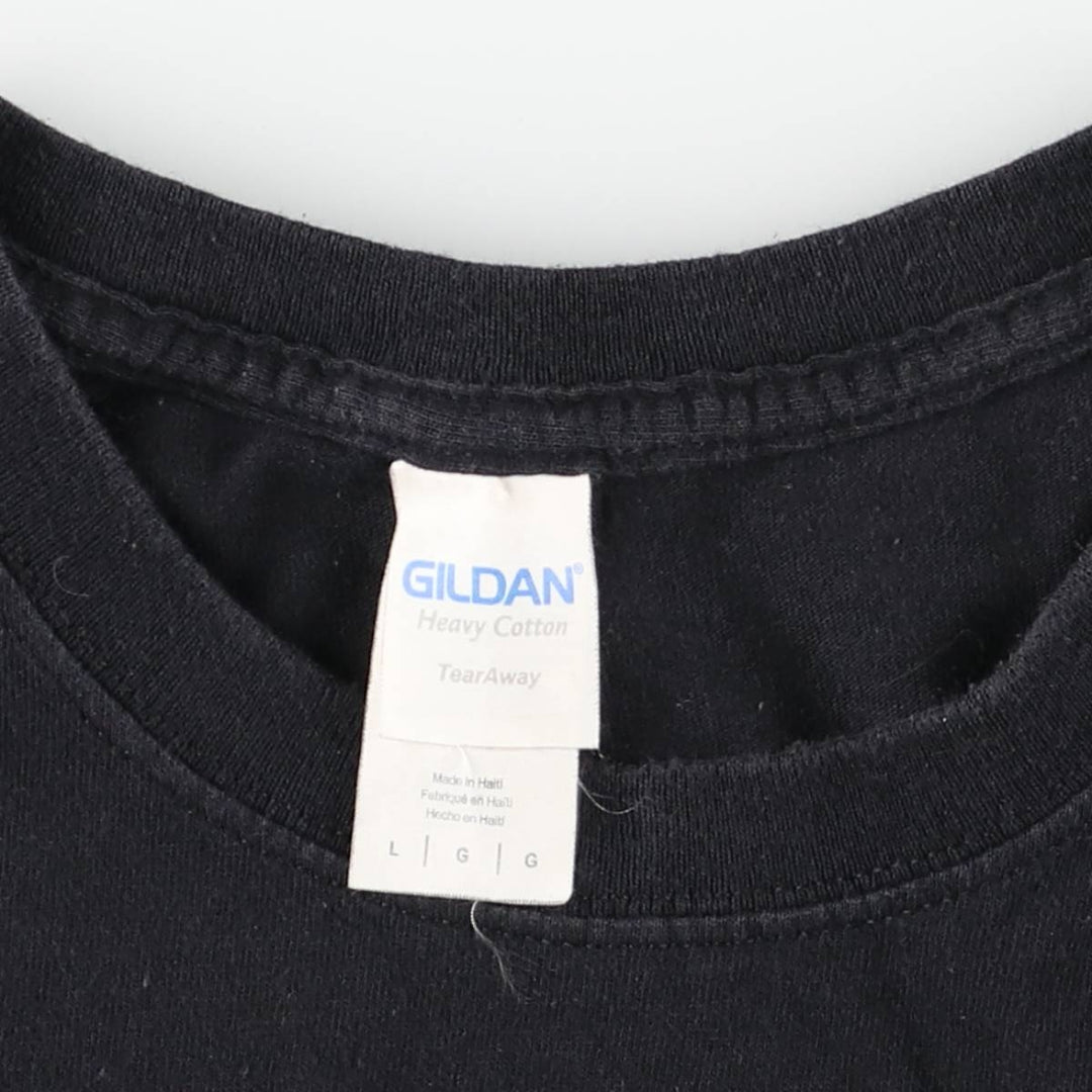 Gildan Slayer Skull Pattern Band T-Shirt (Men's Size L) cotton black type Vintage Second Hand