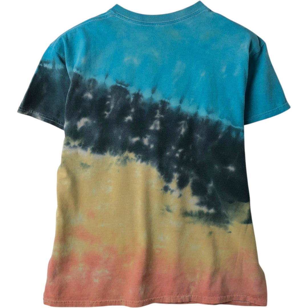 LED ZEPPELIN Tie-dye Pattern Band T-shirt (Men's Size M) cotton turquoise blue Vintage Second Hand
