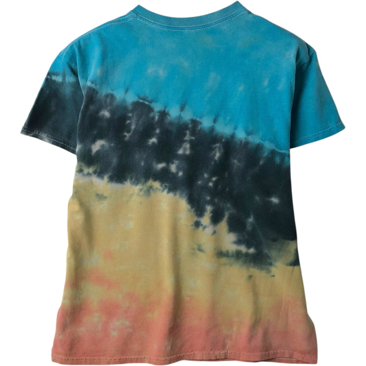 LED ZEPPELIN Tie-dye Pattern Band T-shirt (Men's Size M) cotton turquoise blue Vintage Second Hand