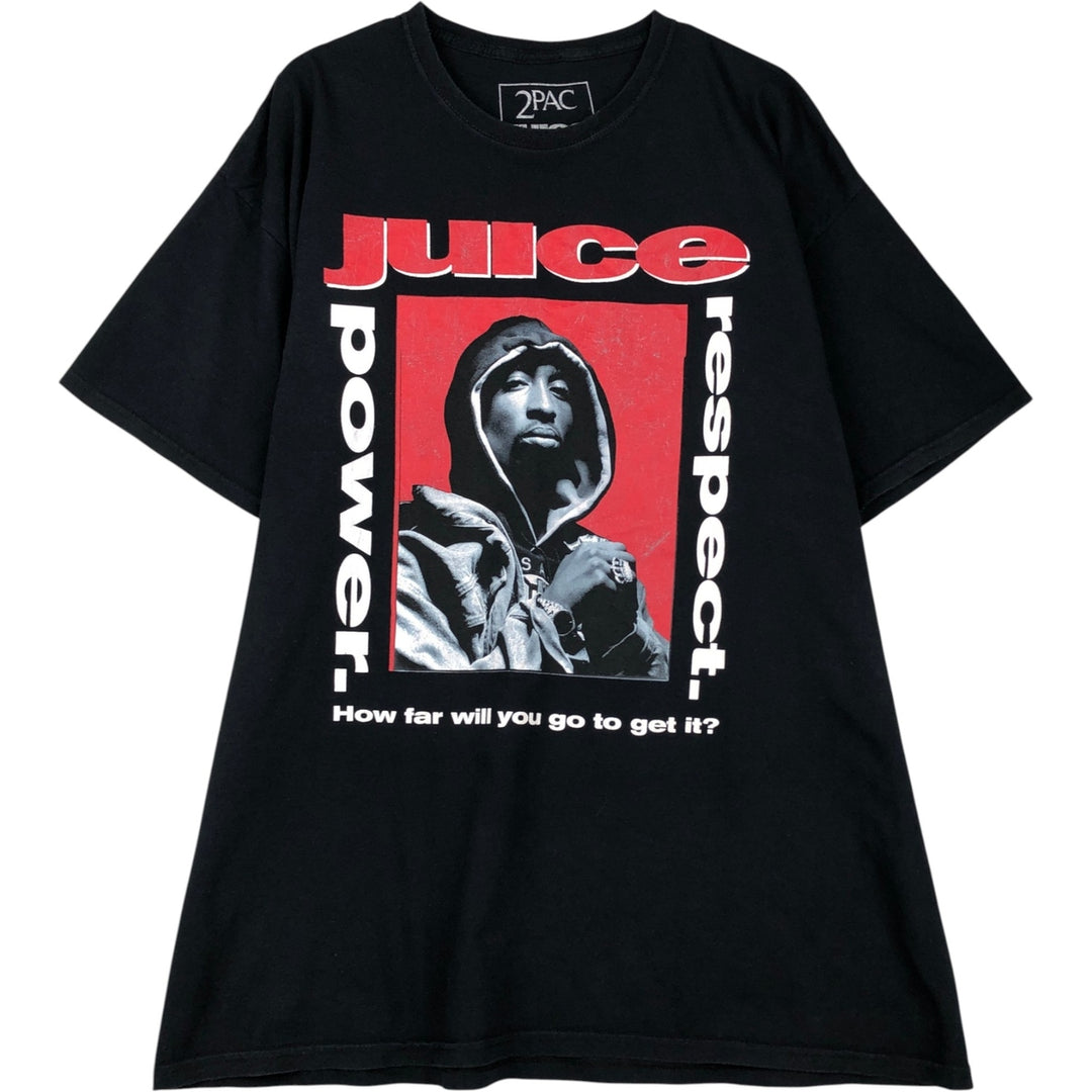 2PAC Wrap T-Shirt, Men's XXL equivalent, Crew Neck cotton black type Vintage Second Hand