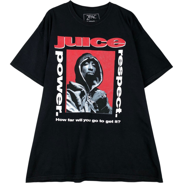 2PAC Wrap T-Shirt, Men's XXL equivalent, Crew Neck cotton black type Vintage Second Hand