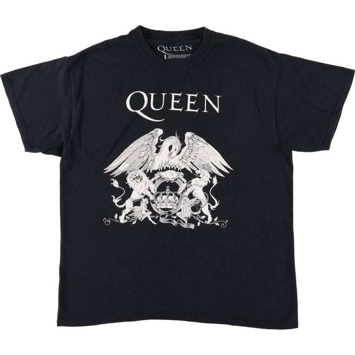 QUEEN Band T-shirt, Men's L size cotton black type Vintage Second Hand