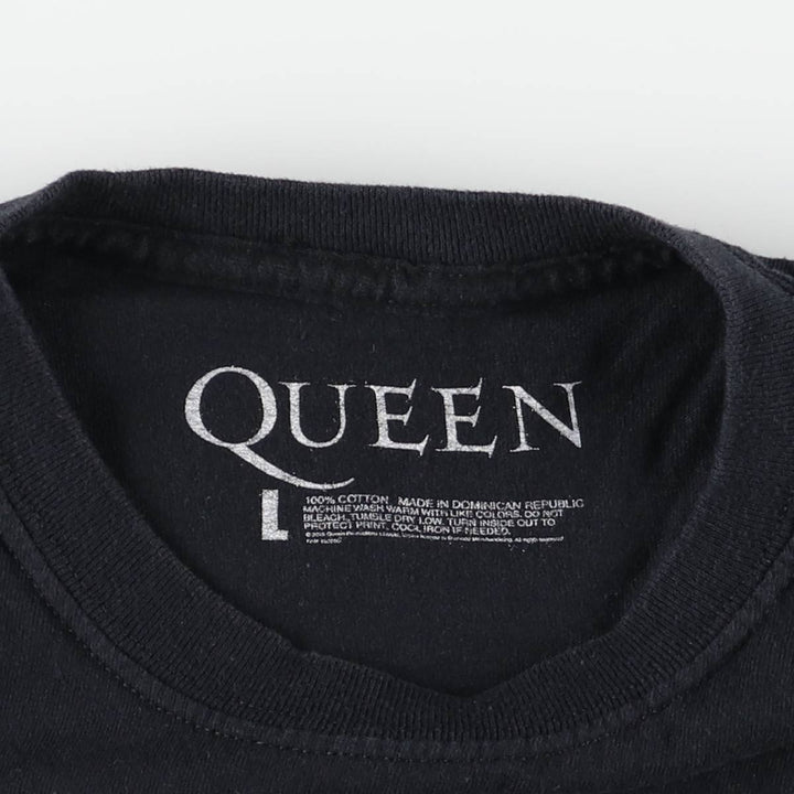 QUEEN Band T-shirt, Men's L size cotton black type Vintage Second Hand