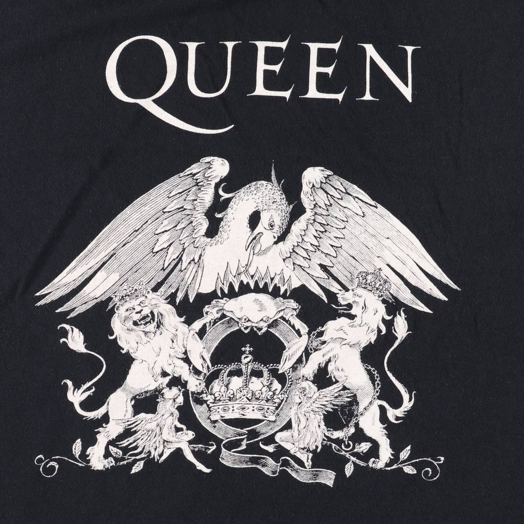 QUEEN Band T-shirt, Men's L size cotton black type Vintage Second Hand