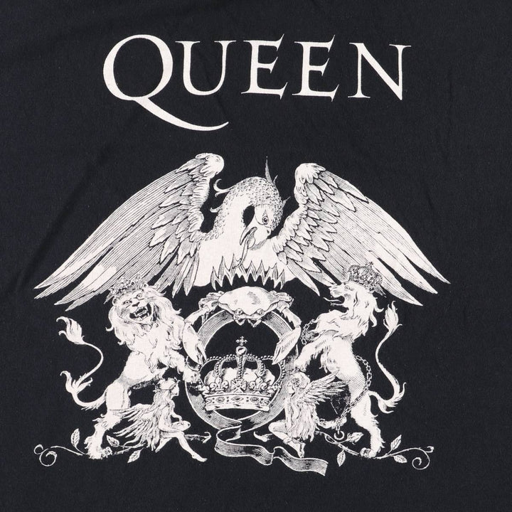 QUEEN Band T-shirt, Men's L size cotton black type Vintage Second Hand