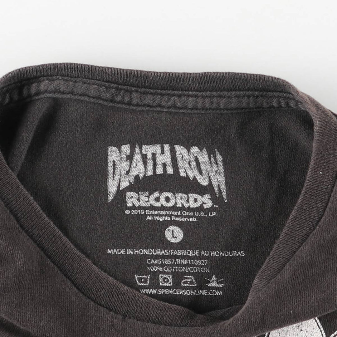 DEATH ROW RECORDS Rap T-shirt, Men's Size L cotton black type Vintage Second Hand