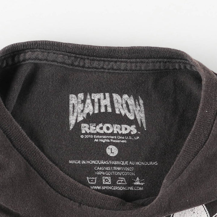 DEATH ROW RECORDS Rap T-shirt, Men's Size L cotton black type Vintage Second Hand