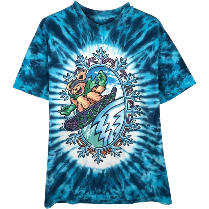 90'S Liquid Blue Grateful Dead Tie-Dye Pattern Band T-Shirt, Men's Size L (Equivalent), Vintage cotton Blue type light blue Vintage Second Hand