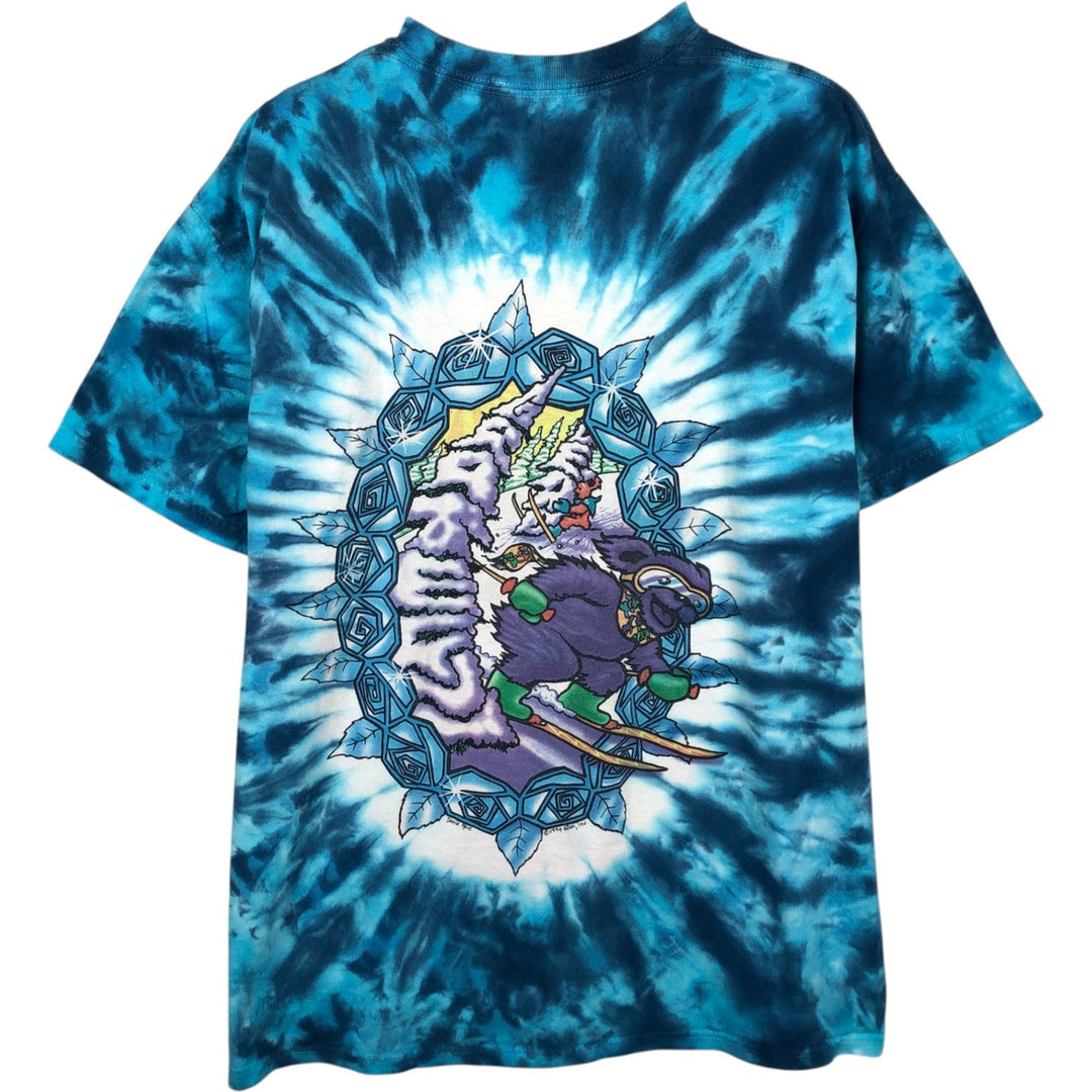 90'S Liquid Blue Grateful Dead Tie-Dye Pattern Band T-Shirt, Men's Size L (Equivalent), Vintage cotton Blue type light blue Vintage Second Hand