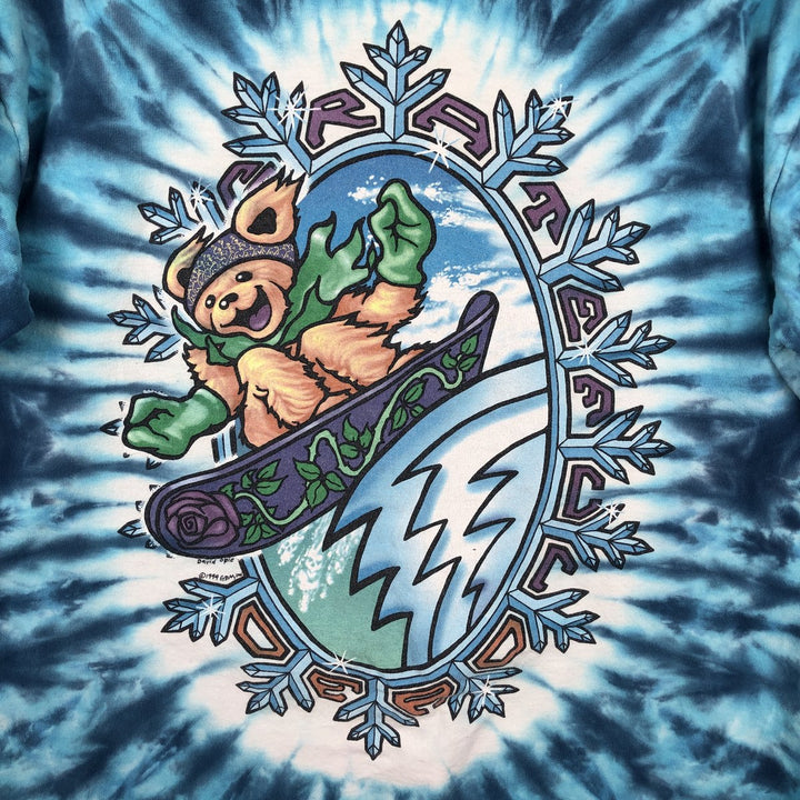 90'S Liquid Blue Grateful Dead Tie-Dye Pattern Band T-Shirt, Men's Size L (Equivalent), Vintage cotton Blue type light blue Vintage Second Hand