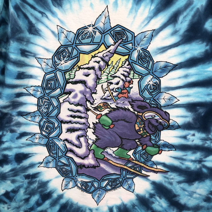 90'S Liquid Blue Grateful Dead Tie-Dye Pattern Band T-Shirt, Men's Size L (Equivalent), Vintage cotton Blue type light blue Vintage Second Hand