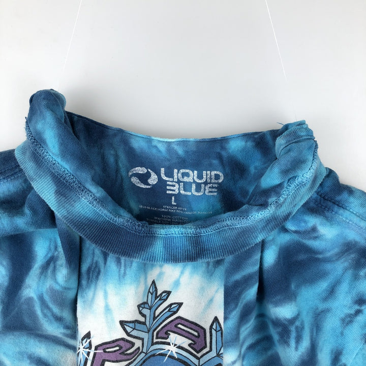 90'S Liquid Blue Grateful Dead Tie-Dye Pattern Band T-Shirt, Men's Size L (Equivalent), Vintage cotton Blue type light blue Vintage Second Hand