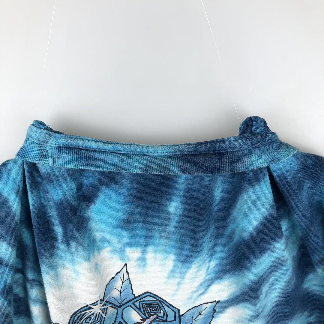 90'S Liquid Blue Grateful Dead Tie-Dye Pattern Band T-Shirt, Men's Size L (Equivalent), Vintage cotton Blue type light blue Vintage Second Hand