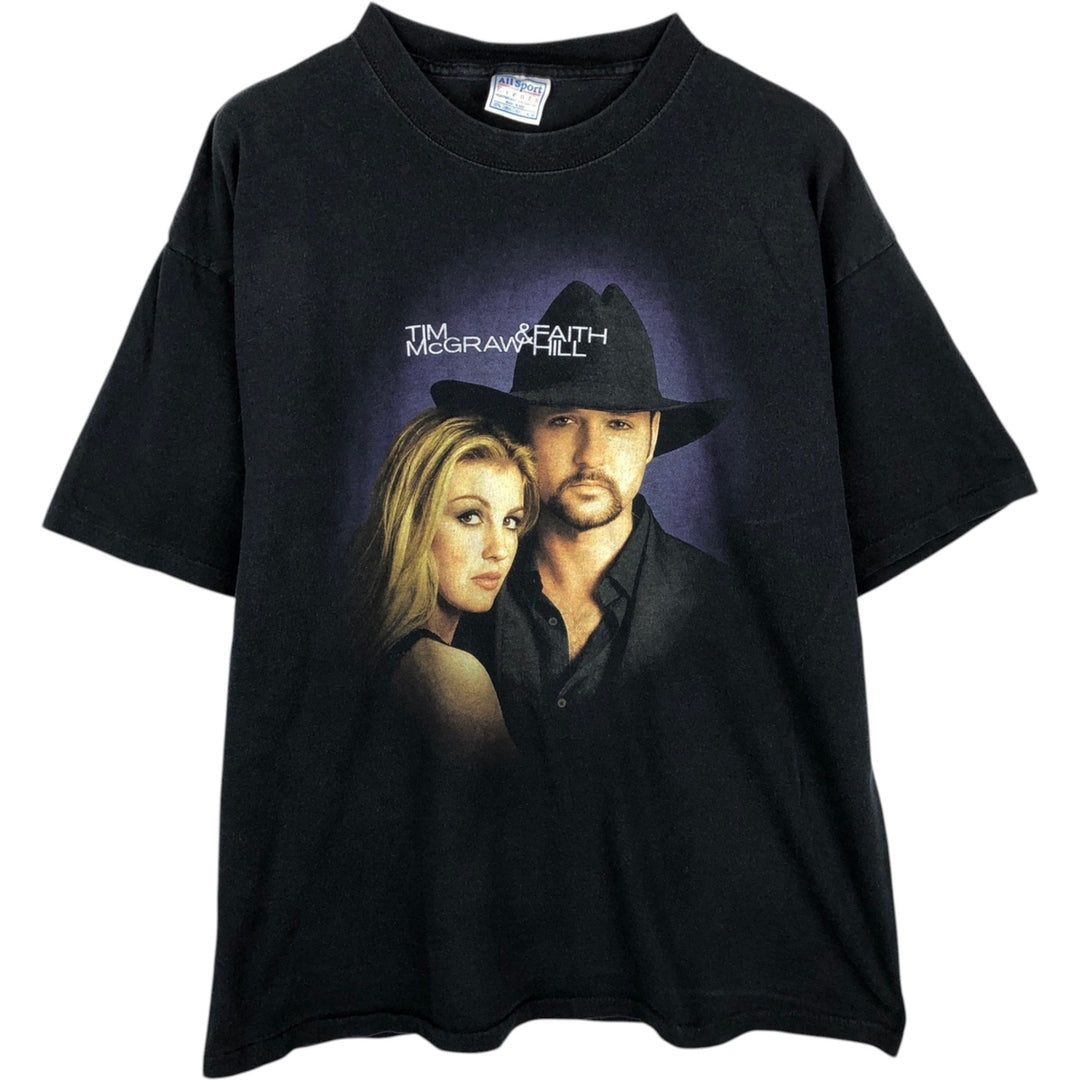 All Sport Events Tim McGraw Faith Hill Band T-Shirt, Made in USA, Men's XL equivalent. cotton black type Vintage Second Hand
