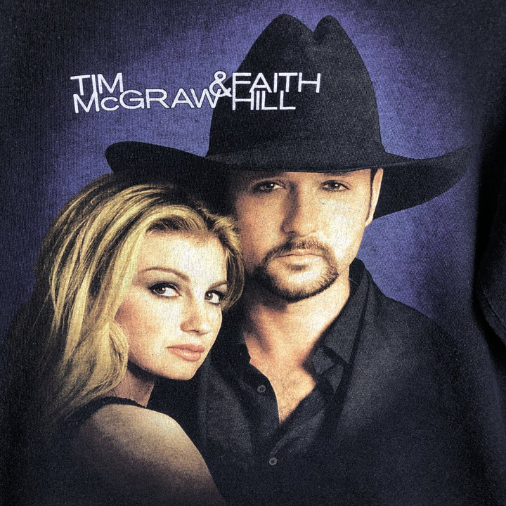 All Sport Events Tim McGraw Faith Hill Band T-Shirt, Made in USA, Men's XL equivalent. cotton black type Vintage Second Hand