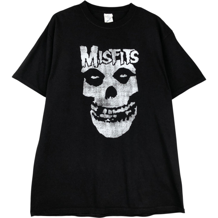 MISFITS Skull Pattern Band T-shirt, Men's L size cotton black type Vintage Second Hand