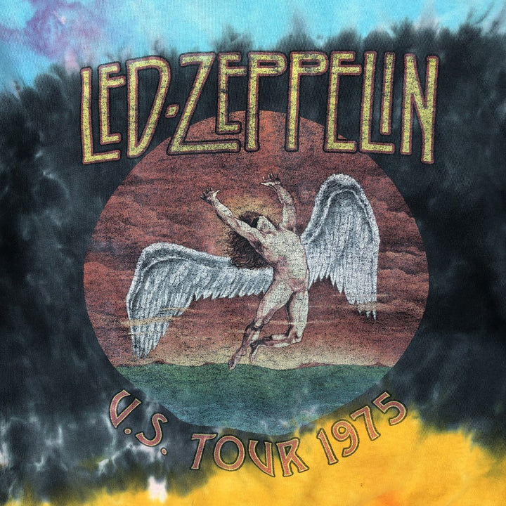 LED ZEPPELIN Tie-dye Pattern Band T-shirt (Men's Size L) cotton blue type Vintage Second Hand