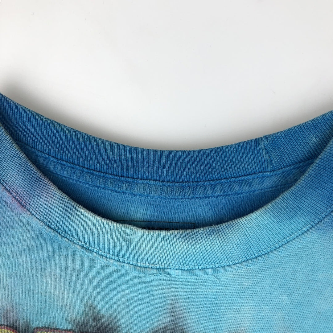 LED ZEPPELIN Tie-dye Pattern Band T-shirt (Men's Size L) cotton blue type Vintage Second Hand