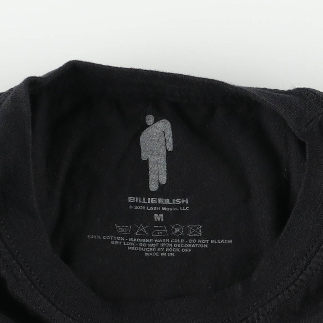 Billie Eilish band t-shirt, made in the UK, men's size M. cotton black type Vintage Second Hand