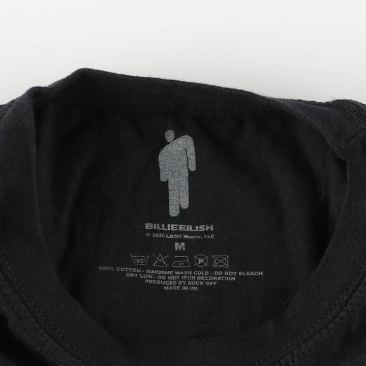 Billie Eilish band t-shirt, made in the UK, men's size M. cotton black type Vintage Second Hand