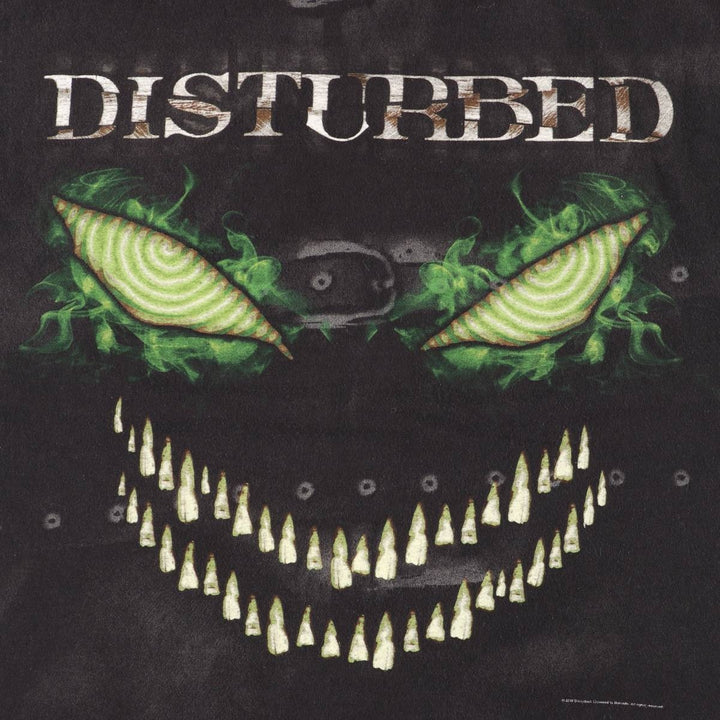 Hanes DISTURBED Heavyweight All-Over Print Band T-Shirt (Men's XL equivalent) cotton black type Vintage Second Hand