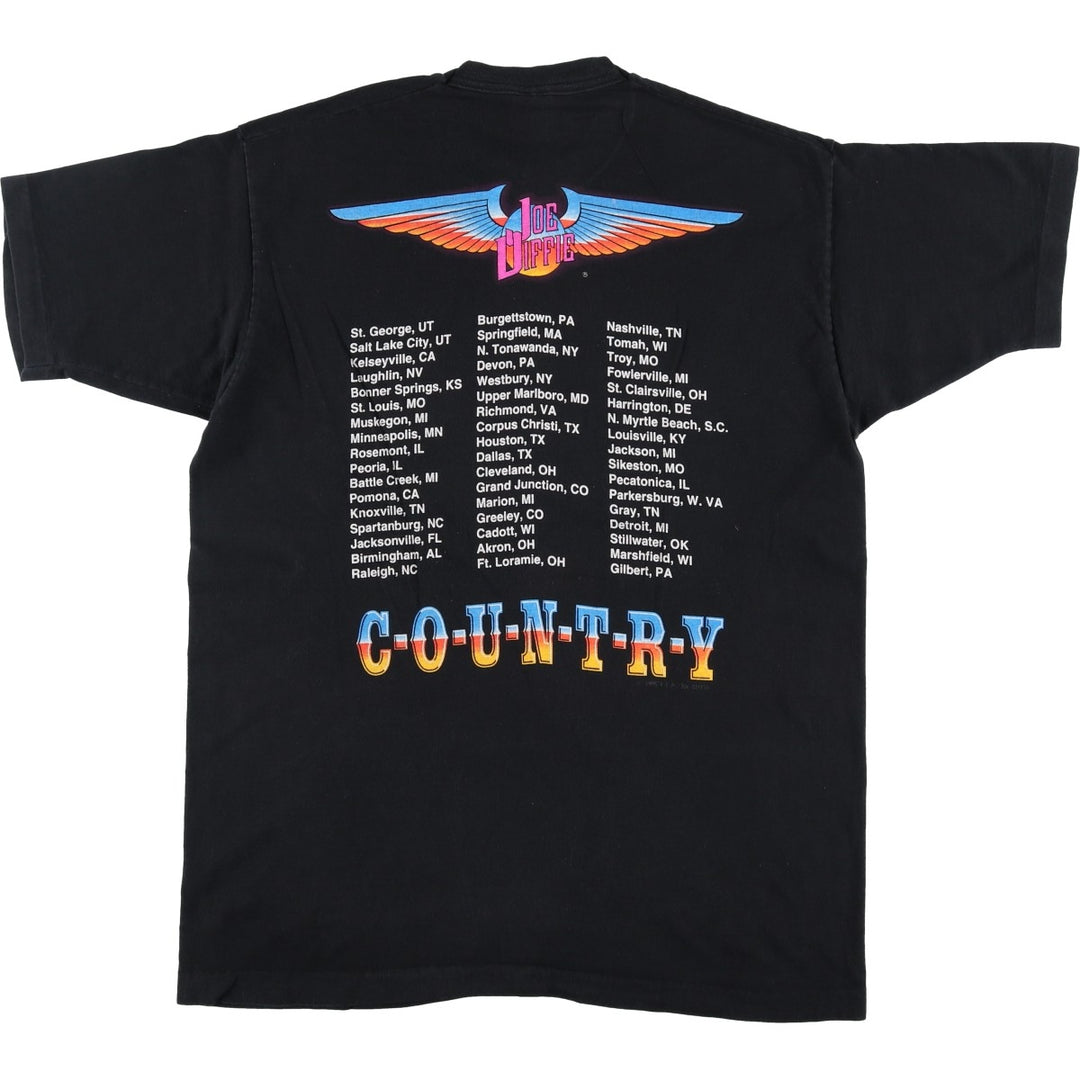 90'S Fruit of the Loom Joe Diffie Band T-Shirt, Made in USA, Men's XL equivalent, Vintage cotton black type Vintage Second Hand