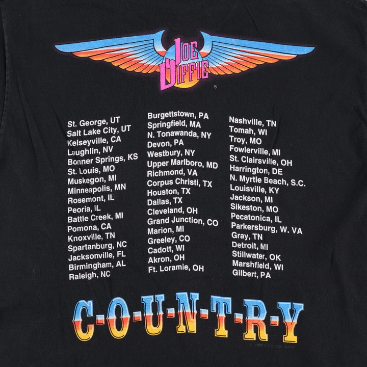 90'S Fruit of the Loom Joe Diffie Band T-Shirt, Made in USA, Men's XL equivalent, Vintage cotton black type Vintage Second Hand