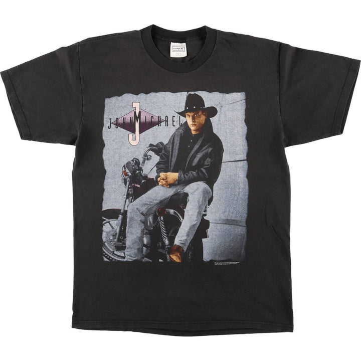 90'S NICE MAN John Michael Montgomery Band T-shirt, Made in USA, Men's Size L (approx.), Vintage cotton black type Vintage Second Hand