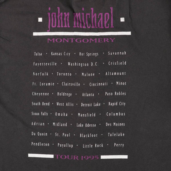 90'S NICE MAN John Michael Montgomery Band T-shirt, Made in USA, Men's Size L (approx.), Vintage cotton black type Vintage Second Hand