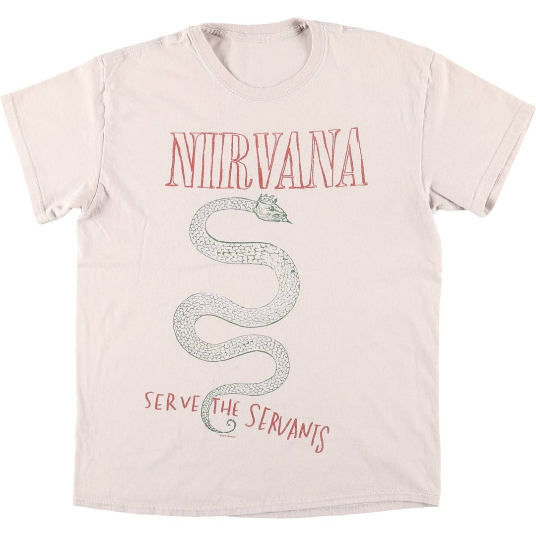 NIRVANA Snake/Python Pattern Band T-Shirt (Men's Size S) unclear gray type Vintage Second Hand