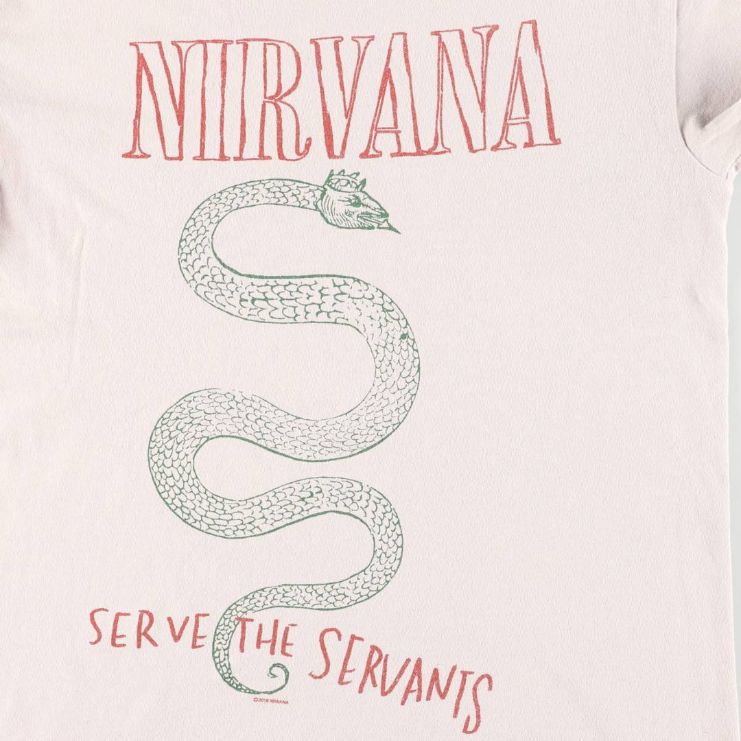 NIRVANA Snake/Python Pattern Band T-Shirt (Men's Size S) unclear gray type Vintage Second Hand