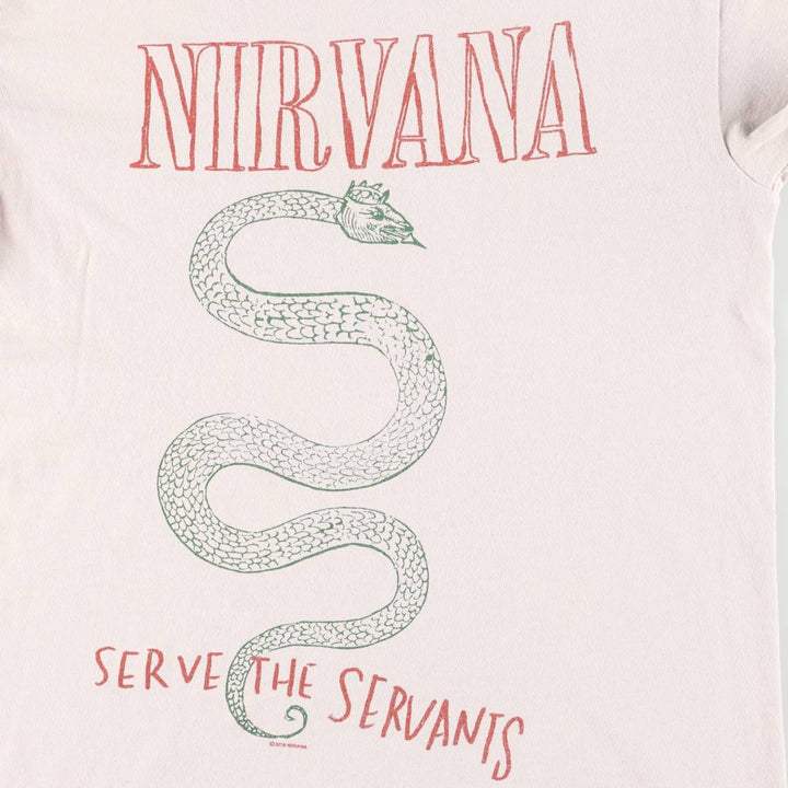 NIRVANA Snake/Python Pattern Band T-Shirt (Men's Size S) unclear gray type Vintage Second Hand