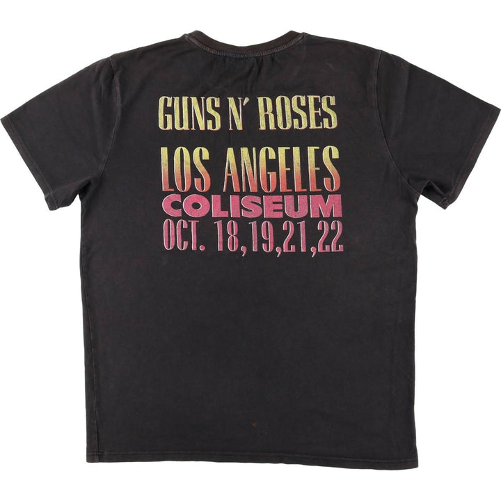 GUNS N' ROSES Skull Pattern Band T-shirt, Band Tee, Men's L size cotton black type Vintage Second Hand