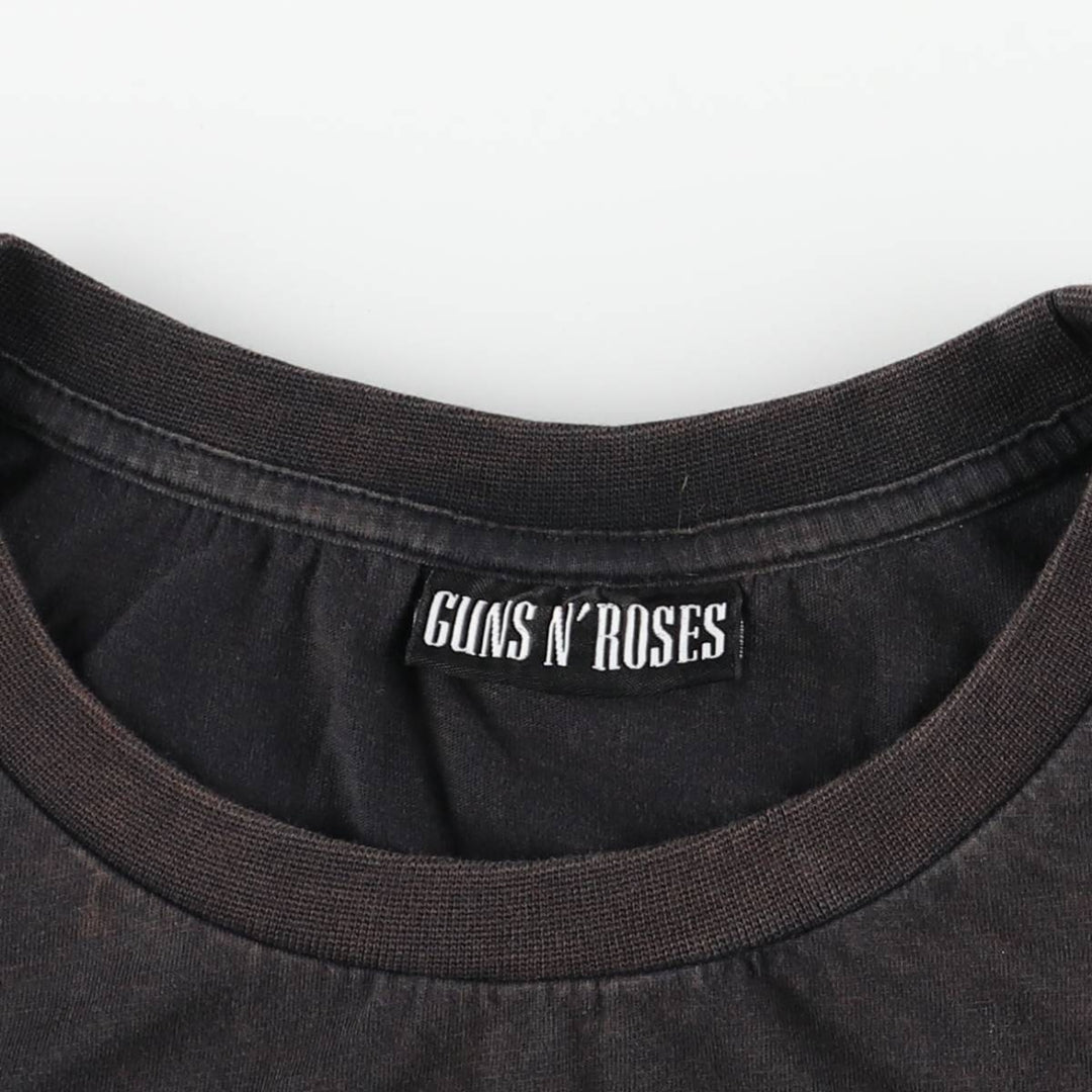 GUNS N' ROSES Skull Pattern Band T-shirt, Band Tee, Men's L size cotton black type Vintage Second Hand