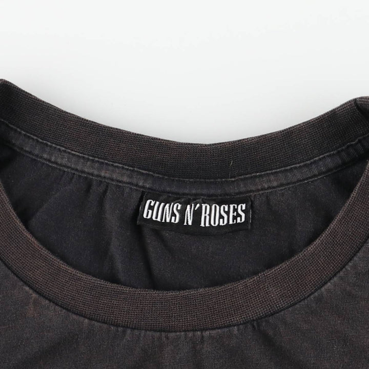 GUNS N' ROSES Skull Pattern Band T-shirt, Band Tee, Men's L size cotton black type Vintage Second Hand