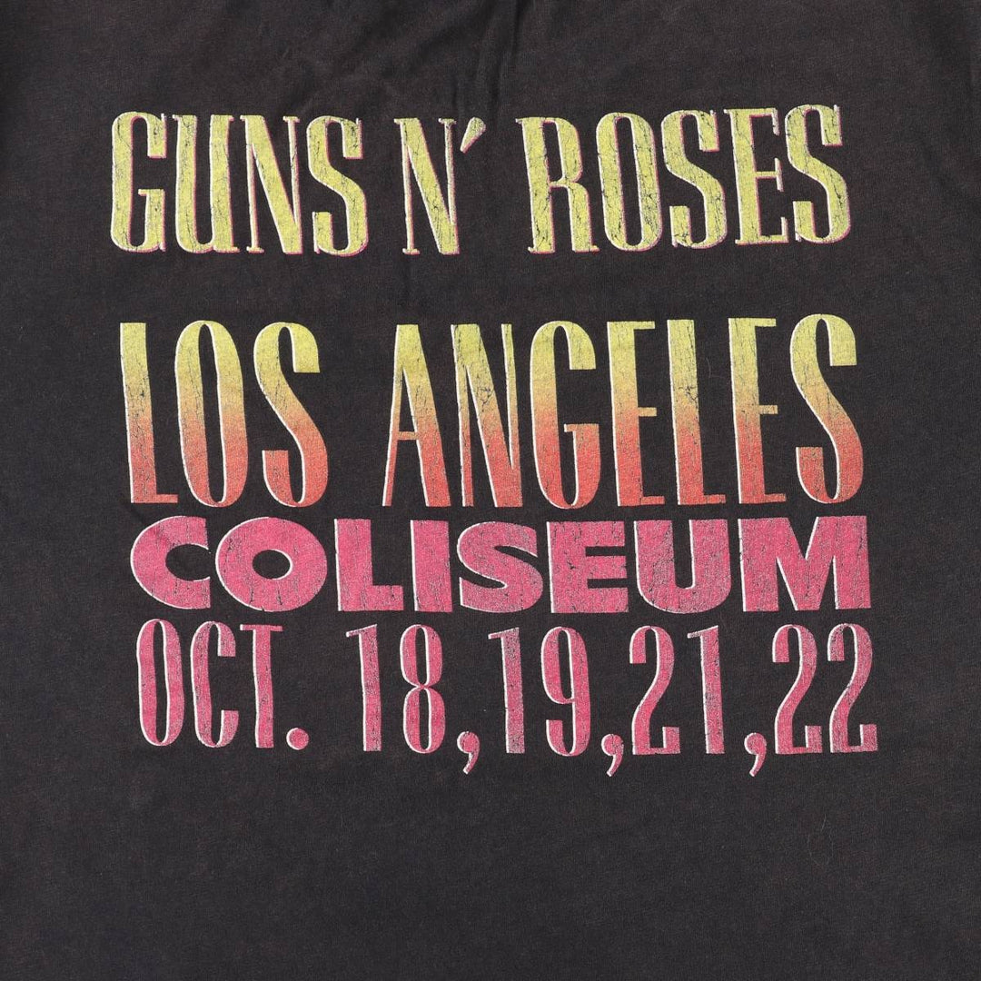 GUNS N' ROSES Skull Pattern Band T-shirt, Band Tee, Men's L size cotton black type Vintage Second Hand