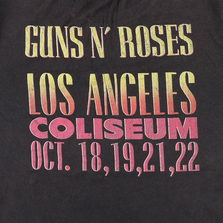 GUNS N' ROSES Skull Pattern Band T-shirt, Band Tee, Men's L size cotton black type Vintage Second Hand