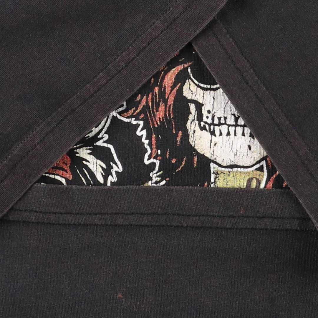 GUNS N' ROSES Skull Pattern Band T-shirt, Band Tee, Men's L size cotton black type Vintage Second Hand