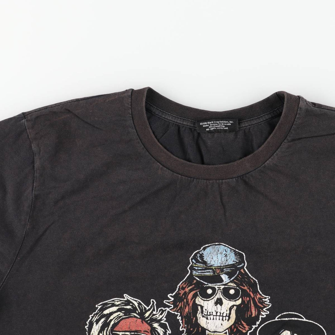 GUNS N' ROSES Skull Pattern Band T-shirt, Band Tee, Men's L size cotton black type Vintage Second Hand