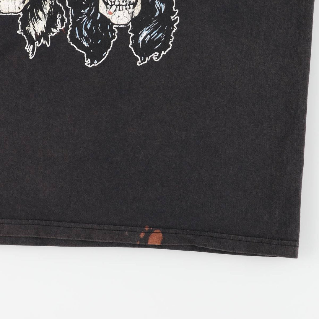 GUNS N' ROSES Skull Pattern Band T-shirt, Band Tee, Men's L size cotton black type Vintage Second Hand