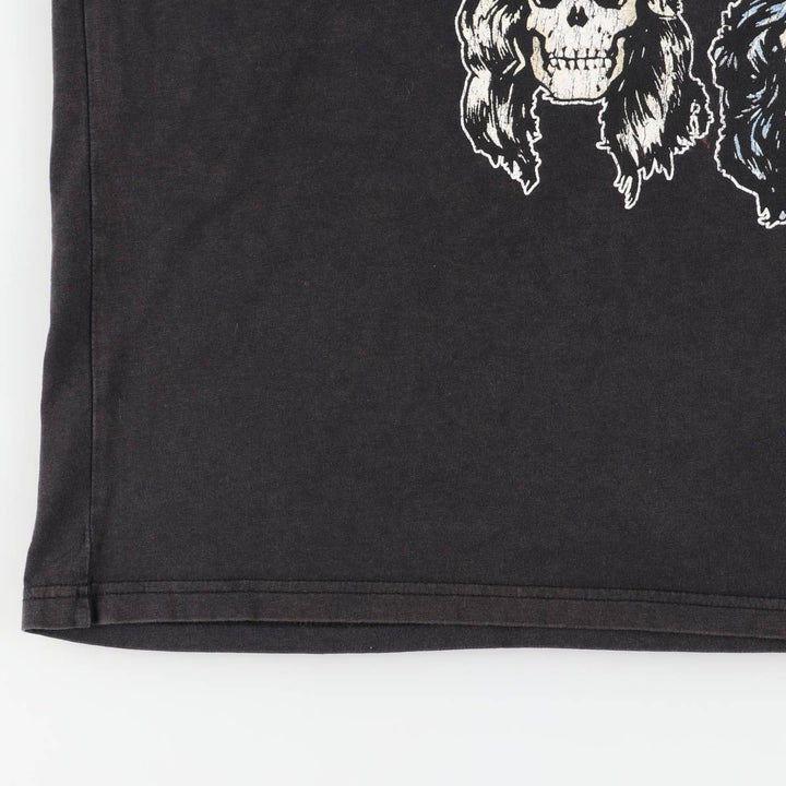 GUNS N' ROSES Skull Pattern Band T-shirt, Band Tee, Men's L size cotton black type Vintage Second Hand