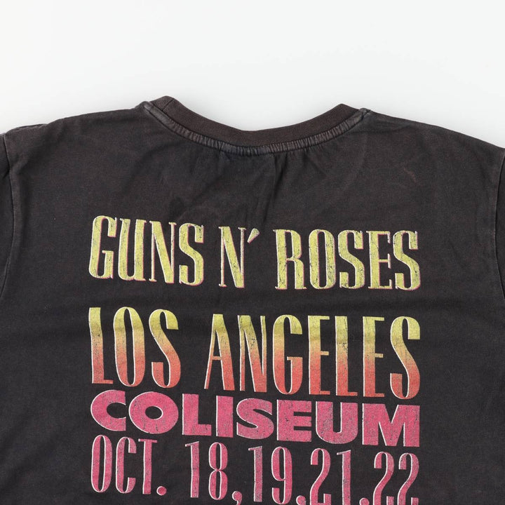 GUNS N' ROSES Skull Pattern Band T-shirt, Band Tee, Men's L size cotton black type Vintage Second Hand