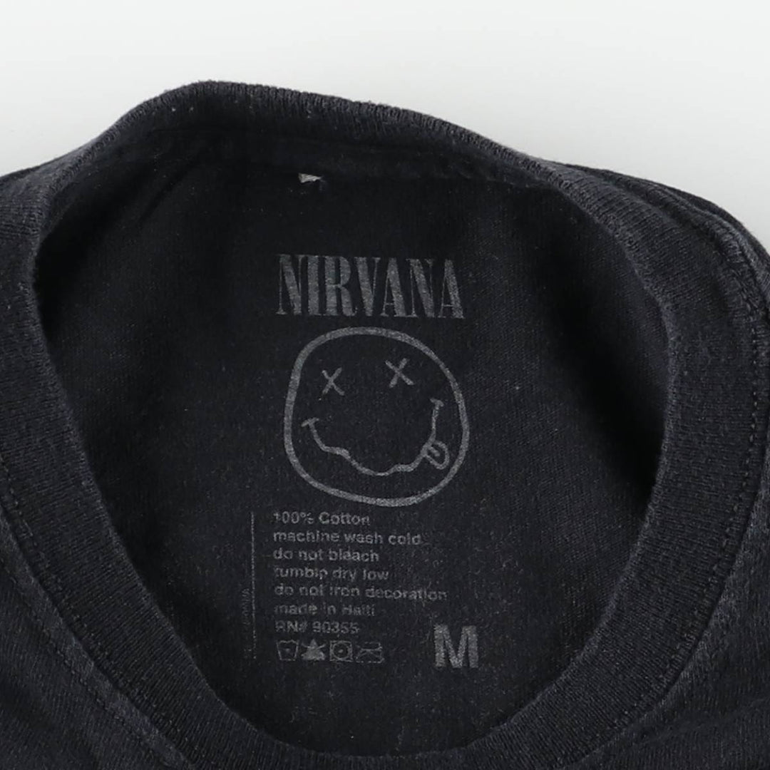 NIRVANA Nirvana Band T-shirt, Band T, Men's M size cotton black type Vintage Second Hand