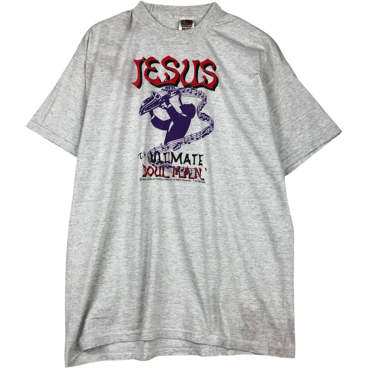 90'S Fruit of the Loom JESUS The ULTIMATE SOUL MAN Band T-shirt, Men's XL equivalent. cotton gray type Vintage Second Hand