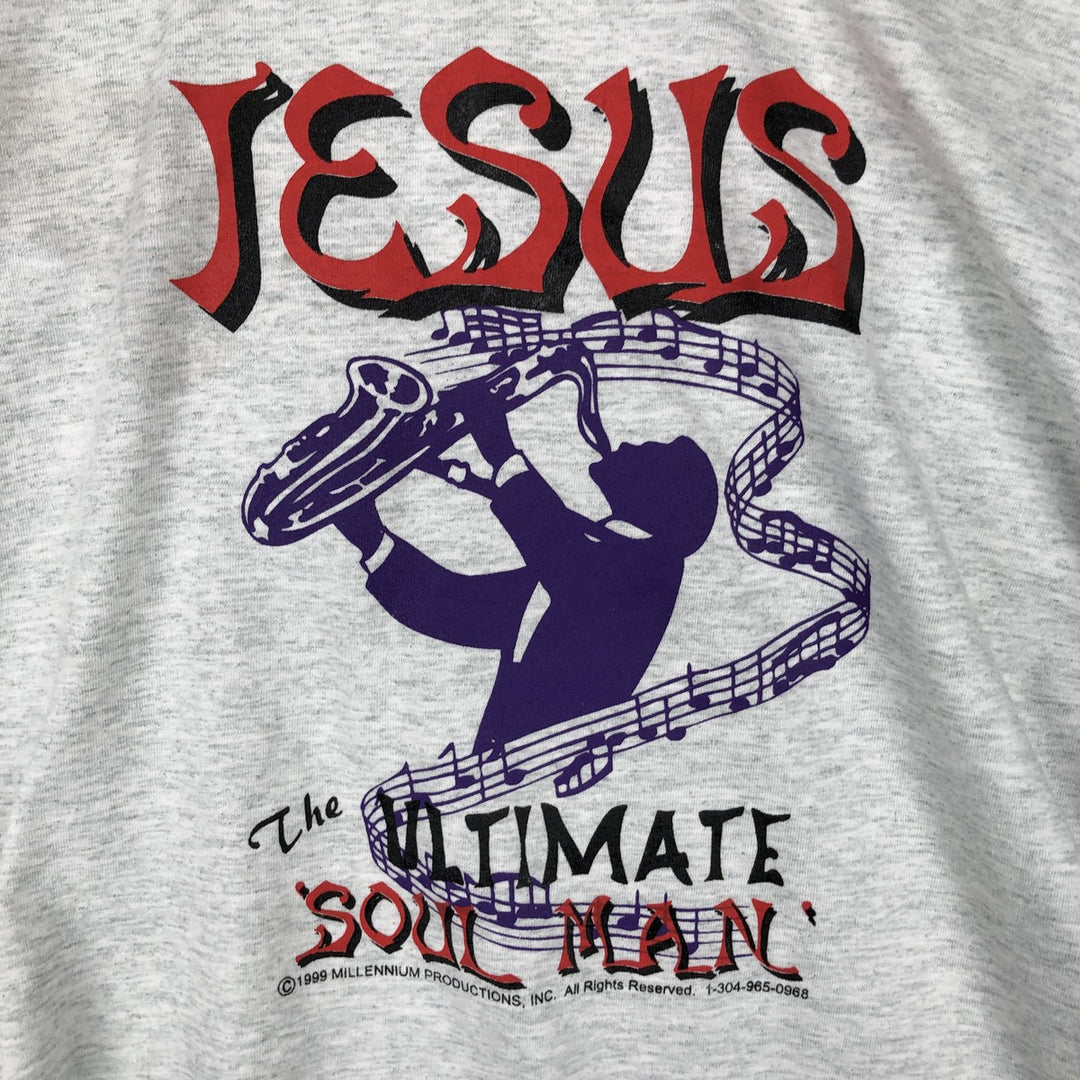 90'S Fruit of the Loom JESUS The ULTIMATE SOUL MAN Band T-shirt, Men's XL equivalent. cotton gray type Vintage Second Hand