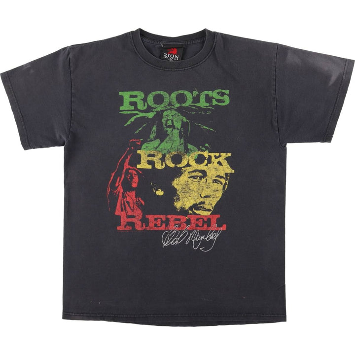 2000'S Zion Rootswear BOB MARLEY Band T-shirt (Men's size M) cotton black type Vintage Second Hand