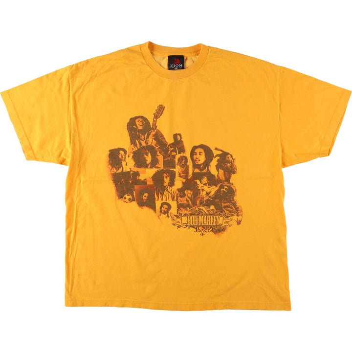 Zion Rootswear BOB MARLEY Band T-shirt (Men's XXL equivalent) cotton yellow type Vintage Second Hand