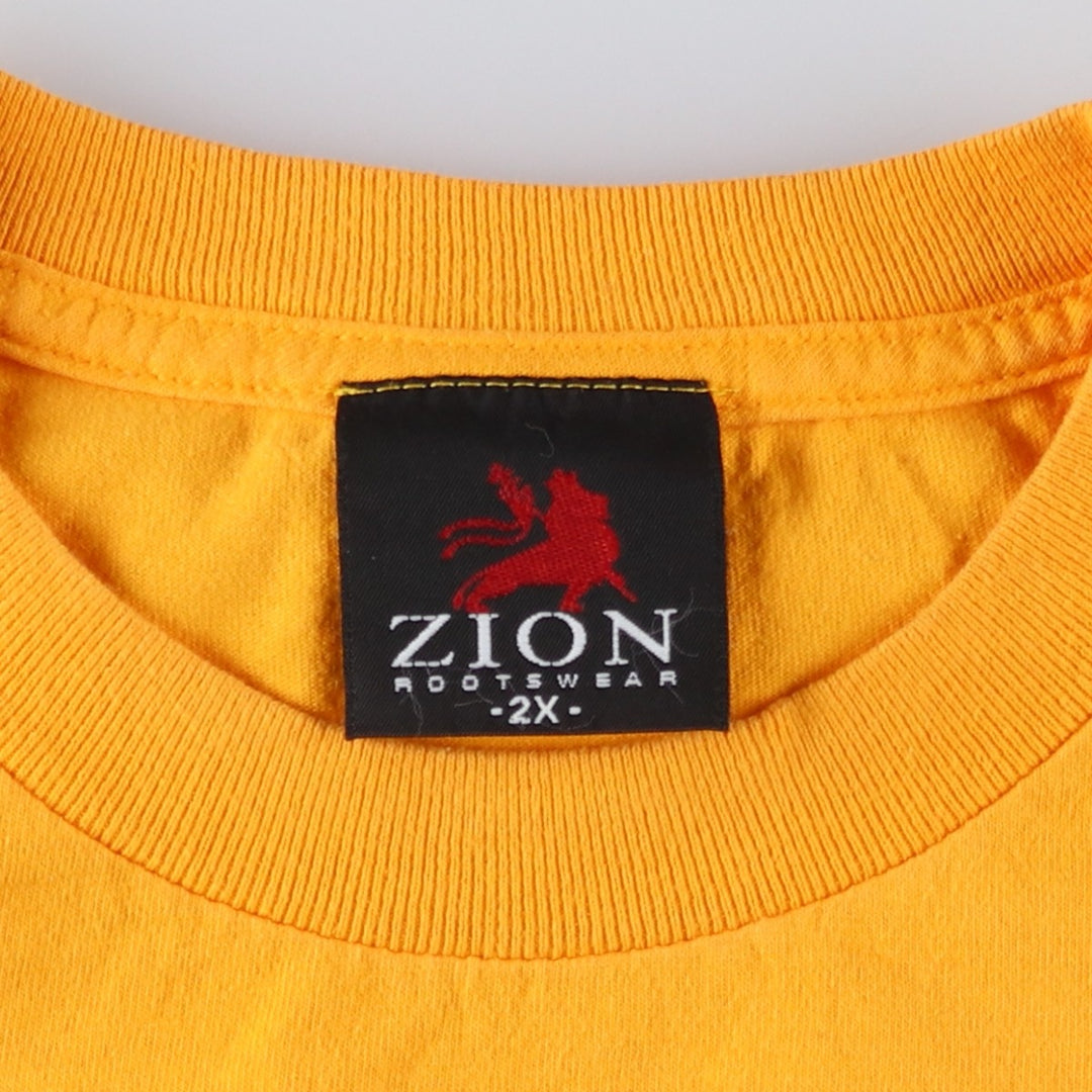 Zion Rootswear BOB MARLEY Band T-shirt (Men's XXL equivalent) cotton yellow type Vintage Second Hand
